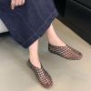 Tscoyuki Jelly Mesh Ballet Flats for Women Clear Fishnet Ballerina Flats Slip On Mary Jane Flats Hollow Causal Daily Flat Shoes(Black)