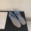 Tscoyuki Jelly Mesh Ballet Flats for Women Clear Fishnet Ballerina Flats Slip On Mary Jane Flats Hollow Causal Daily Flat Shoes(Blue)