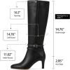 Tscoyuki Knee High Boots for Women Kitten Low Heel Square Toe Tall Boots Side Zipper Vegan Leather Heeled Long Fall Boots for Office Dating Party Work Trendy(Buckle Black)