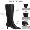 Tscoyuki Knee High Boots for Women Kitten Low Heel Square Toe Tall Boots Side Zipper Vegan Leather Heeled Long Fall Boots for Office Dating Party Work Trendy(Black)