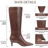 Tscoyuki Knee High Boots for Women Kitten Low Heel Square Toe Tall Boots Side Zipper Vegan Leather Heeled Long Fall Boots for Office Dating Party Work Trendy(Brown)