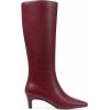 Tscoyuki Knee High Boots for Women Kitten Low Heel Square Toe Tall Boots Side Zipper Vegan Leather Heeled Long Fall Boots for Office Dating Party Work Trendy(Burgundy)