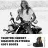 Tscoyuki Platform Ankle Boots for Women Chunky High Heel Booties Goth Round Toe Combat Boots Women Lace Up Motorcycle Wedges(3-black)