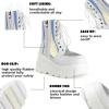 Tscoyuki Platform Ankle Boots for Women Chunky High Heel Booties Goth Round Toe Combat Boots Women Lace Up Motorcycle Wedges(3-white)