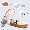 Tscoyuki Platform Women’s Fashion Sneakers Casual Spring Shoes Non Slip Lightweight Walking Shoes Lace-Up Thick Sole Chunky Tennis Shoe(Beige Green)