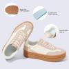Tscoyuki Platform Women’s Fashion Sneakers Casual Spring Shoes Non Slip Lightweight Walking Shoes Lace-Up Thick Sole Chunky Tennis Shoe(Nude Pink)
