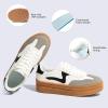 Tscoyuki Platform Women’s Fashion Sneakers Casual Spring Shoes Non Slip Lightweight Walking Shoes Lace-Up Thick Sole Chunky Tennis Shoe(White Gray)