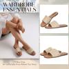 Tscoyuki Slides Sandals for Women Basic Slip On Flat Sandals Open Toe Comfort Beach Sandals Slippers for Casual Dressy Summer(Apricot Raffia)