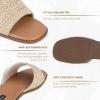 Tscoyuki Slides Sandals for Women Basic Slip On Flat Sandals Open Toe Comfort Beach Sandals Slippers for Casual Dressy Summer(Apricot Raffia)
