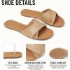 Tscoyuki Slides Sandals for Women Basic Slip On Flat Sandals Open Toe Comfort Beach Sandals Slippers for Casual Dressy Summer(Camel)