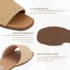 Tscoyuki Slides Sandals for Women Basic Slip On Flat Sandals Open Toe Comfort Beach Sandals Slippers for Casual Dressy Summer(Tan Raffia)