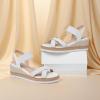 Tscoyuki Wedge Sandals for Women, Comfortable Slip On Open Toe Wedges Heels Dressy Elastic Ankle Strap Espadrilles Sandals(White)