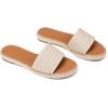Tscoyuki Womens Flat Sandals Dressy Summer Slip On Resort Womens Sandals Raffia Beach Sandals Open Toe Espadrille Slides(Apricot)