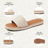Tscoyuki Womens Flat Sandals Dressy Summer Slip On Resort Womens Sandals Raffia Beach Sandals Open Toe Espadrille Slides(Apricot)