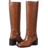 Tscoyuki Women’s Knee High Boots, Chunky Heel Square Toe Tall Boots for Women Wide Calf Slip On Motorcycle Riding Boots(Brown)