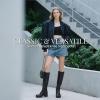 Tscoyuki Women’s Knee High Boots, Square Toe Platform Boots – Half Zipper Chunky Heel Tall Boots for Women(Black)