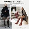 Tscoyuki Women’s Knee High Boots, Square Toe Platform Boots – Half Zipper Chunky Heel Tall Boots for Women(Burgundy)