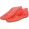 Tscoyuki Jelly Mesh Ballet Flats for Women Clear Fishnet Ballerina Flats Slip On Mary Jane Flats Hollow Causal Daily Flat Shoes(Red)
