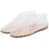 Tscoyuki Jelly Mesh Ballet Flats for Women Clear Fishnet Ballerina Flats Slip On Mary Jane Flats Hollow Causal Daily Flat Shoes(White)