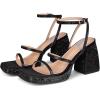 Tscoyuki Platform Heels for Women Sparkly Rhinestone Strappy Heels Sandals Chunky Heel Ankle Strap Square Open Toe Y2K Dress Shoes for Wedding Party Evening Dance(Black Rhinestones)