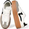 Tscoyuki Platform Women’s Fashion Sneakers Casual Spring Shoes Non Slip Lightweight Walking Shoes Lace-Up Thick Sole Chunky Tennis Shoe(White Gray)