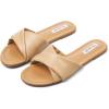 Tscoyuki Slides Sandals for Women Basic Slip On Flat Sandals Open Toe Comfort Beach Sandals Slippers for Casual Dressy Summer(Camel)