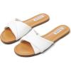 Tscoyuki Slides Sandals for Women Basic Slip On Flat Sandals Open Toe Comfort Beach Sandals Slippers for Casual Dressy Summer(White)