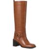 Tscoyuki Women’s Knee High Boots, Chunky Heel Square Toe Tall Boots for Women Wide Calf Slip On Motorcycle Riding Boots(Brown)