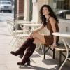 Tscoyuki Women Knee High Boots Square Toe and Chunky Block Heel Suede Boots with Half Side Zipper(Chocolate Suede)