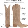 Tscoyuki Cowboy Boots for Women: Embroidered Western Knee High Boots Women – Pointed Toe Chunky Heel Cowgirl Tall Boots(Camel)
