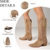 Tscoyuki Cowboy Boots for Women: Embroidered Western Knee High Boots Women – Pointed Toe Chunky Heel Cowgirl Tall Boots(Camel)