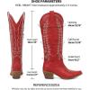 Tscoyuki Womens Cowboy Boots | Knee High Western Cowgirl Boots, Comfortable Chunky Heel, Classic Embroidery, Pointed Toe, Side Zipper & Pull On Tabs for Concert, Rodeo & Country Festival(Red)