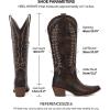 Tscoyuki Womens Cowboy Boots | Knee High Western Cowgirl Boots, Comfortable Chunky Heel, Classic Embroidery, Pointed Toe, Side Zipper & Pull On Tabs for Concert, Rodeo & Country Festival(Vintage Dark Chocolate Brown)
