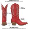 Tscoyuki Cowboy Boots for Women | Cowgirl Boots with Chunky Heel, Pull On Tabs, Vintage Snip Toe Embroidery, Western-Inspired Mid Calf Boots(Red)