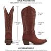 Tscoyuki Cowboy Boots for Women: Embroidered Western Knee High Boots Women – Pointed Toe Chunky Heel Cowgirl Tall Boots(Brown Suede)