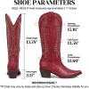 Tscoyuki Cowboy Boots for Women: Embroidered Western Knee High Boots Women – Pointed Toe Chunky Heel Cowgirl Tall Boots(Red Zipper)