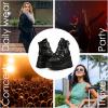 Tscoyuki Platform Ankle Boots for Women Chunky High Heel Booties Goth Round Toe Combat Boots Women Lace Up Motorcycle Wedges(Black)