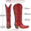 Tscoyuki Cowboy Boots for Women Comfortable Cowgirl Boots Knee High Western Tall Boots with Vintage Embroidery, Chunky Heel, Side Zipper, Snip Toe, Pull On Taps(Red)