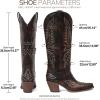 Tscoyuki Cowboy Boots for Women Comfortable Cowgirl Boots Knee High Western Tall Boots with Vintage Embroidery, Chunky Heel, Side Zipper, Snip Toe, Pull On Taps(Dark Brown)