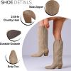 Tscoyuki Cowboy Boots for Women Comfortable Cowgirl Boots Knee High Western Tall Boots with Vintage Embroidery, Chunky Heel, Side Zipper, Snip Toe, Pull On Taps(Camel Suede)